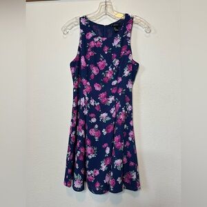 Forever 21 dress, US size small, navy blue with pink floral print.